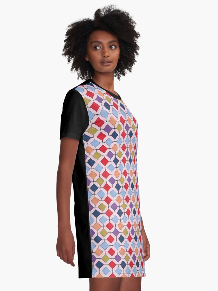 Alternate view of Trendy Autumn Fall Fashion Color Palette Geometric Pattern Graphic T-Shirt Dress