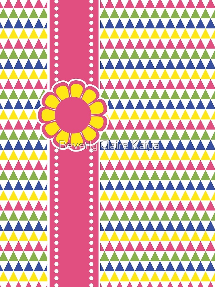 Colorful Geometric Pyramid Flower Ribbon Yellow Pink Green by beverlyclaire