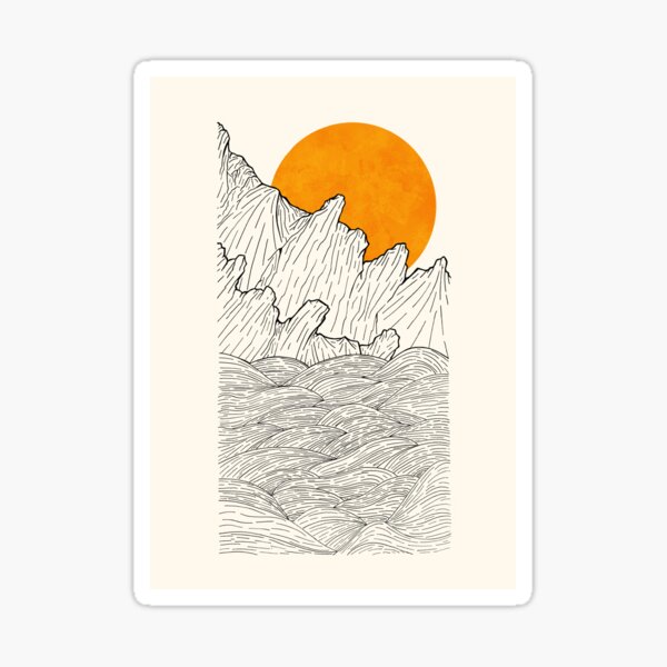 The great sun over the sea cliffs Sticker