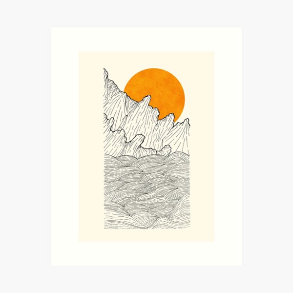 Aperçu de l'œuvre Le grand soleil sur les falaises de la mer créée et vendue par Swadeillustrations.