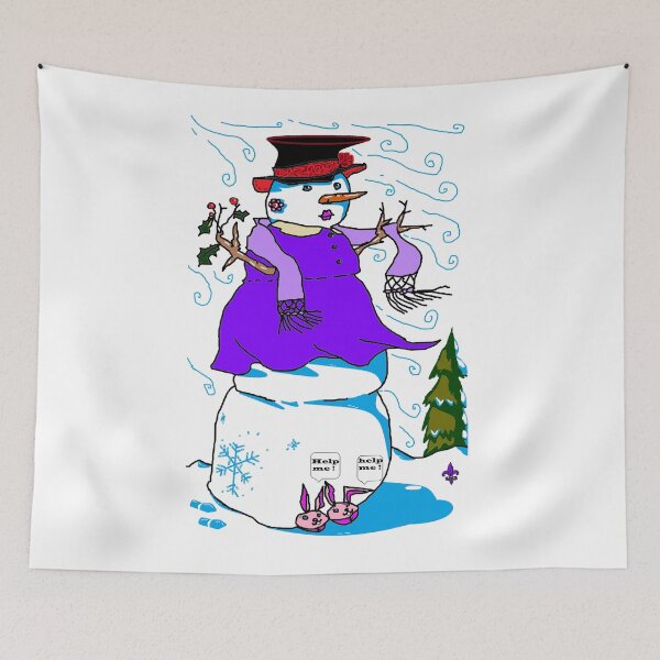 Item preview, Snowman or Snow Lady with the "Help Me" Bunny Shoes designed and sold by judy snyder.