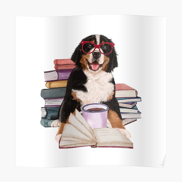 Bernese Mt. Dog with books : Bernese Mountain Christmas Gift 28 Poster