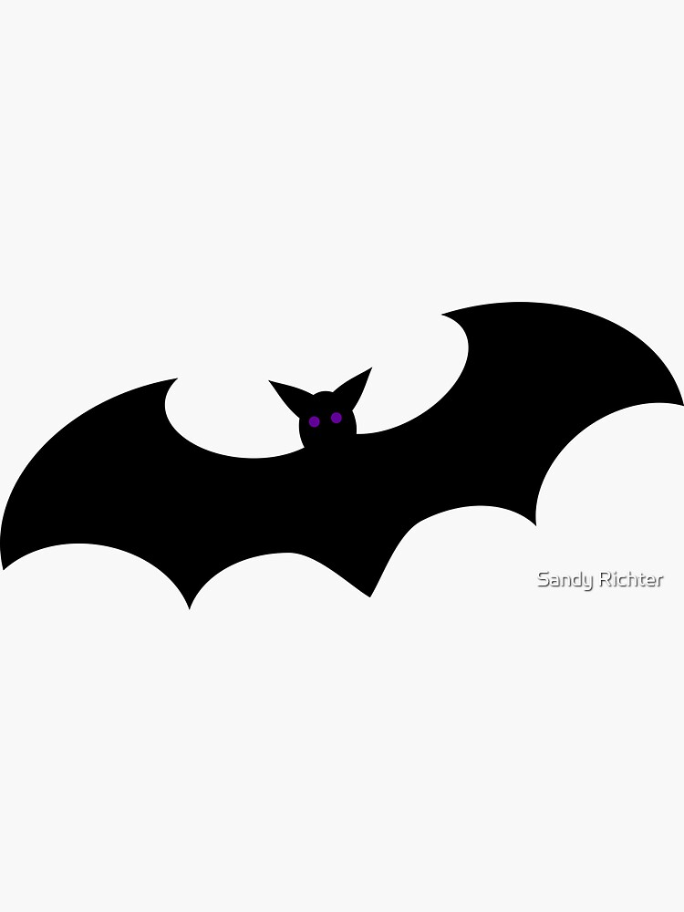Thumbnail 3 of 3, Sticker, Halloween Black Bats on Purple Background Repeating Pattern designed and sold by sandyrichter.