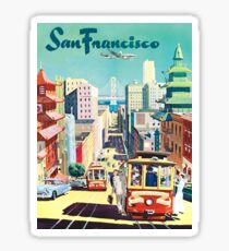 San Francisco, street, tramway, travel poster Sticker