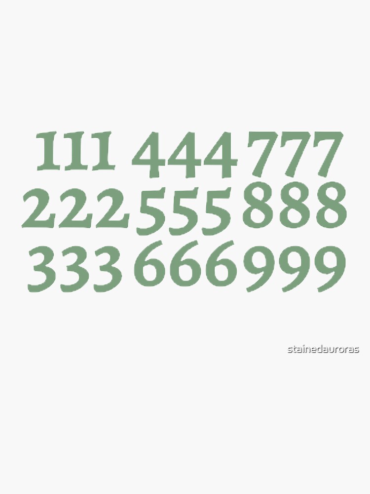"sage green angel numbers" Sticker for Sale by stainedauroras Redbubble