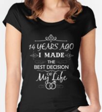 Funny 14th Wedding Anniversary Shirts For Couples. Funny Wedding Anniversary Gifts Women's Fitted Scoop T-Shirt