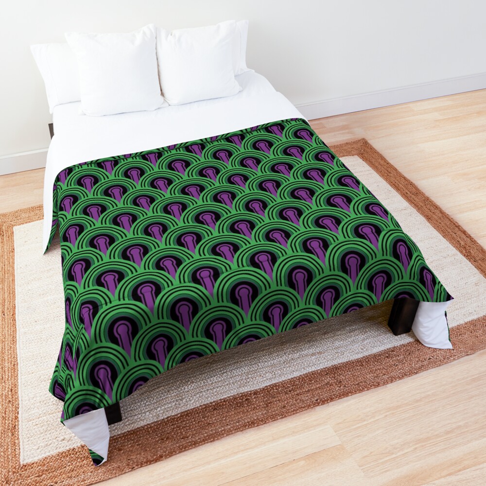 Overlook Hotel Carpet from The Shining: Purple/Green Comforter