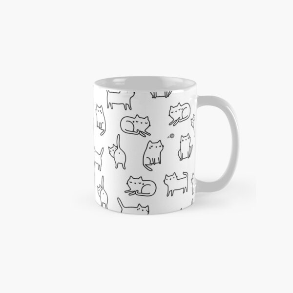 Funny white cats. Cute kitten and kitties. Cat pattern Classic Mug