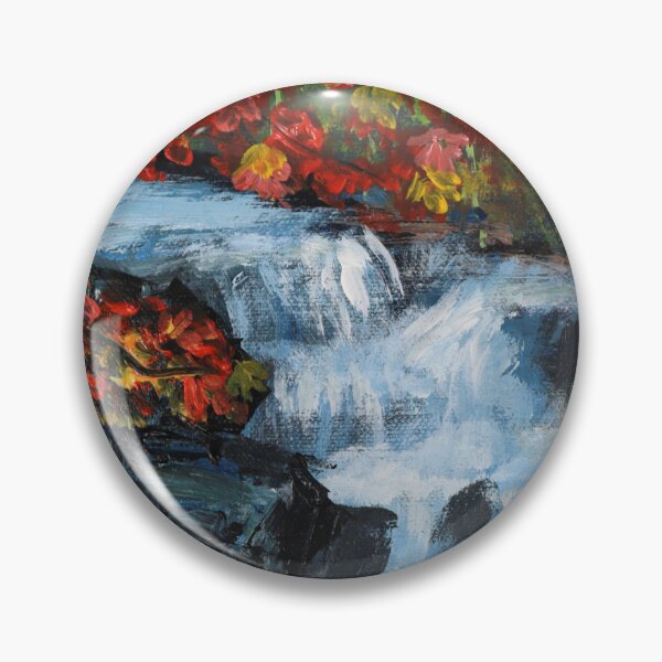 Item preview, nature fall burgundy red autumn leaves rocks waterfall  designed and sold by LEILA ART SPACE.