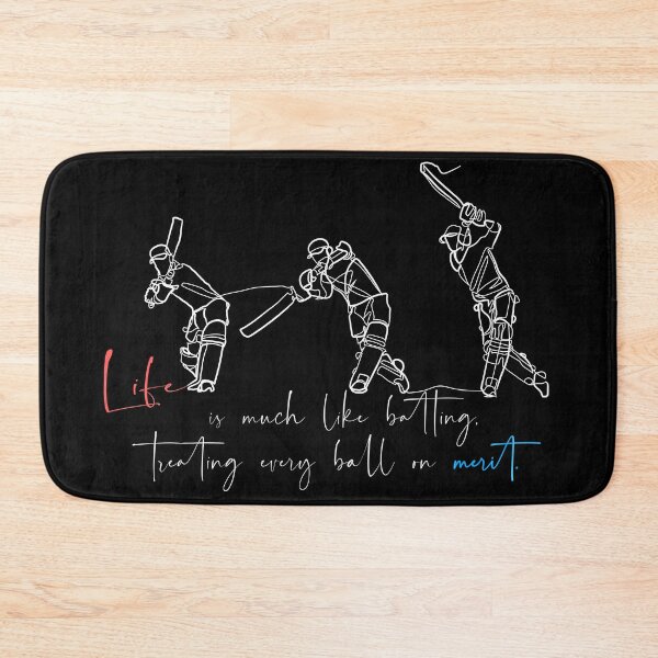 Item preview, Continuous one line art cricket batting with quote: "Life is much like batting, treating every ball on merit." calligraphy typography  designed and sold by scribblelife.