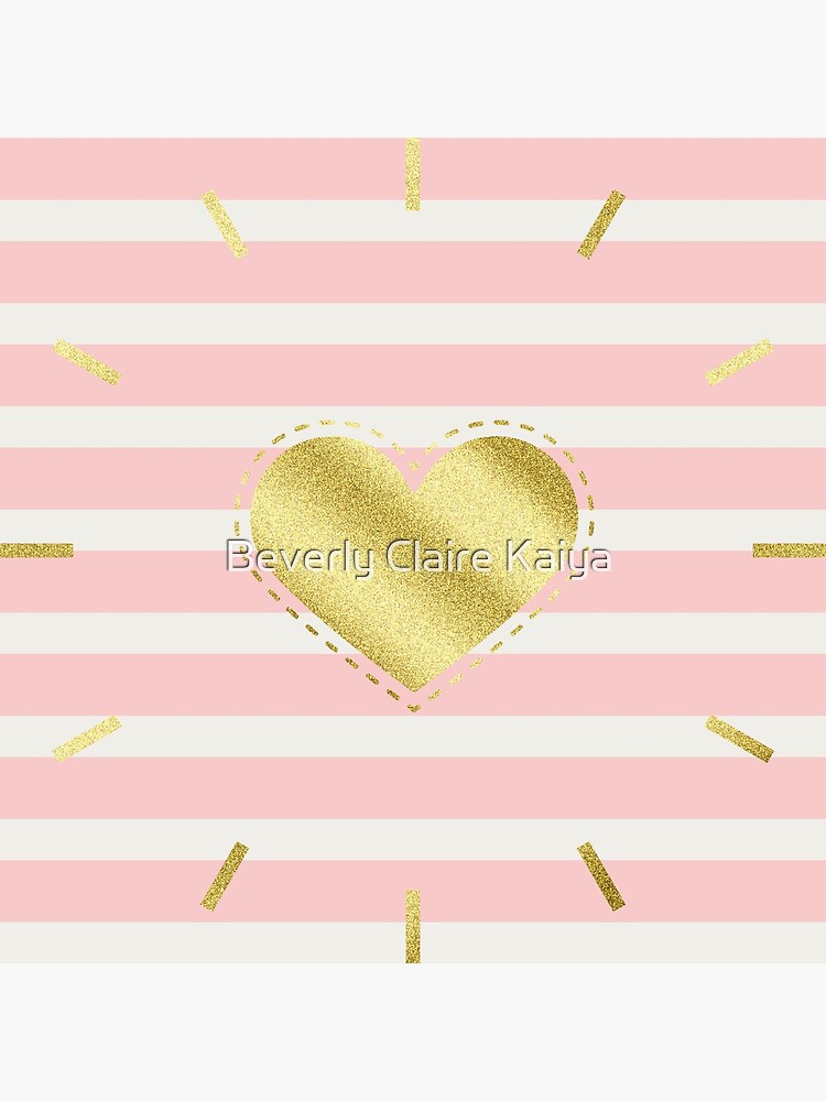Heart Trendy Blush Pink Stripes Gold Glitter Stitches by beverlyclaire