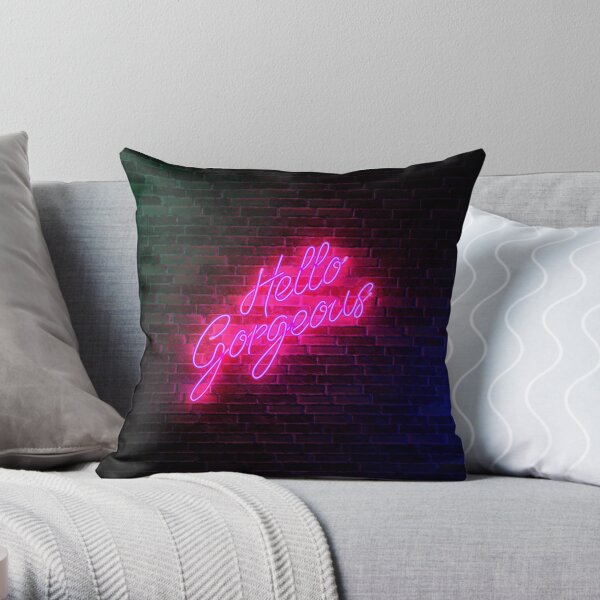 Hello Gorgeous - Neon Sign Light - Popular trending Throw Pillow