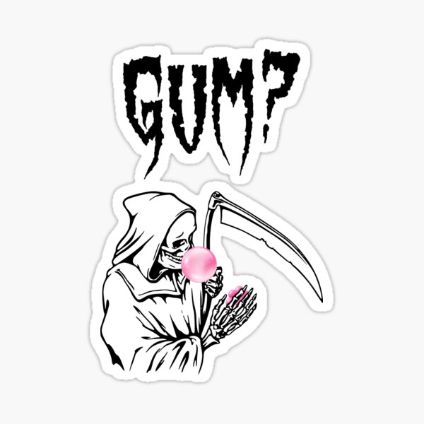 grim-reaper-blowing-bubble-and-offering-bubble-gum-sticker-for-sale