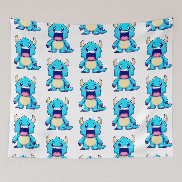 Item preview, Cute blue halloween monster with mouth wide open cartoon designed and sold by BEAUTY ⭐⭐⭐⭐⭐.