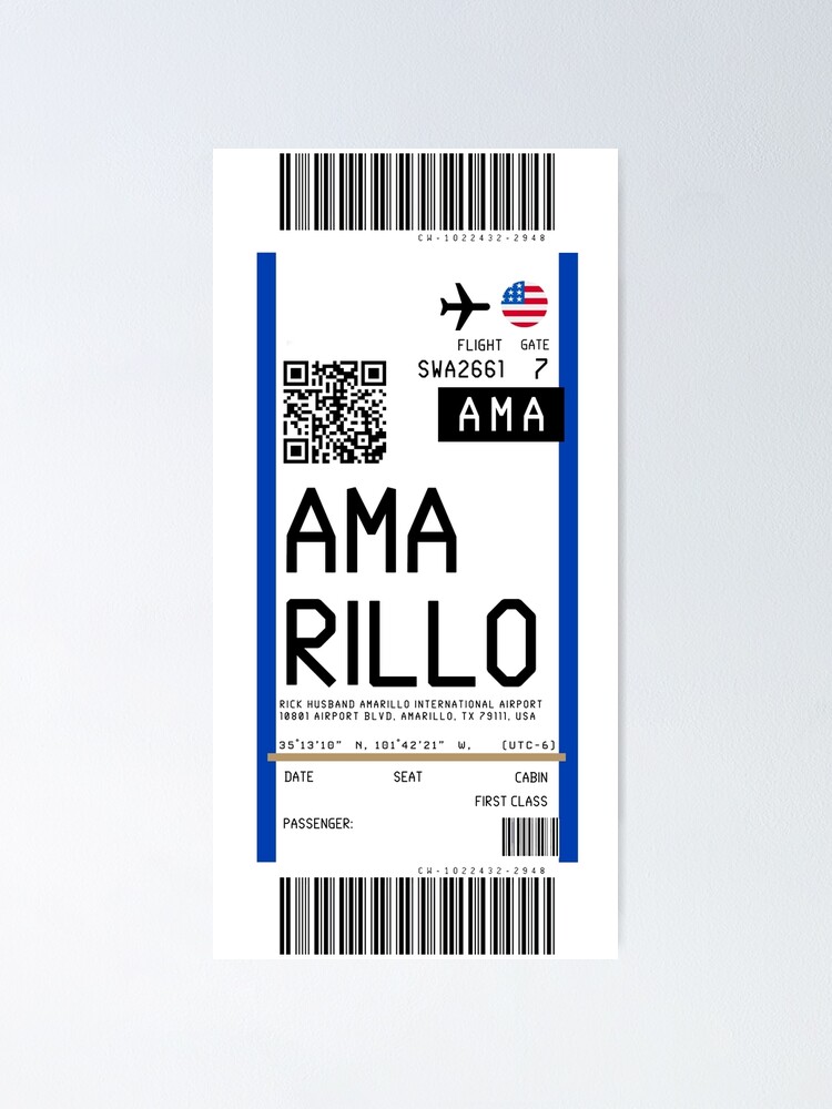 "Amarillo Rick Husband International Airport (AMA) Boarding Pass rickrolled" Poster for Sale by