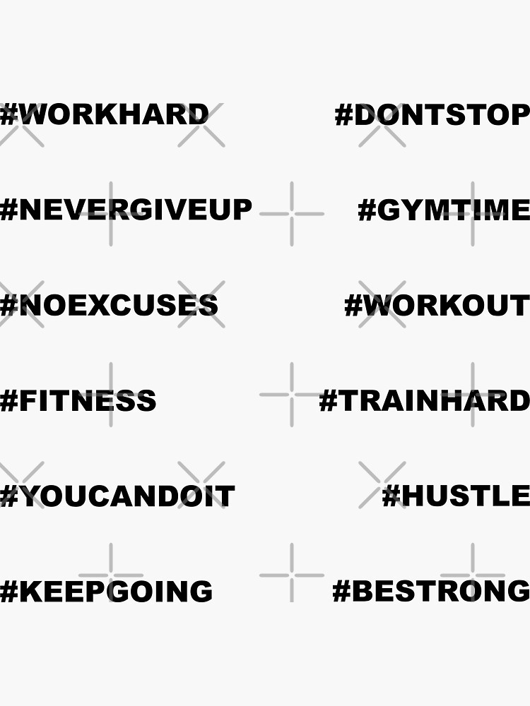 Motivational Gym Hashtags  Sticker for Sale by motivationaltee