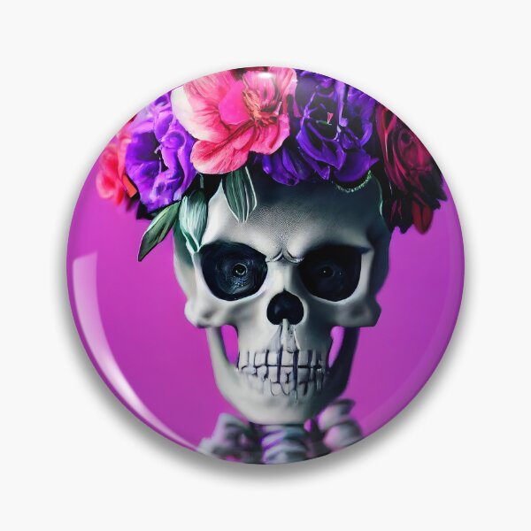 Item preview, Skelethon wearing a floral crown designed and sold by Tuko Designs.