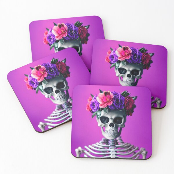 Item preview, Skelethon wearing a floral crown designed and sold by Tuko Designs.