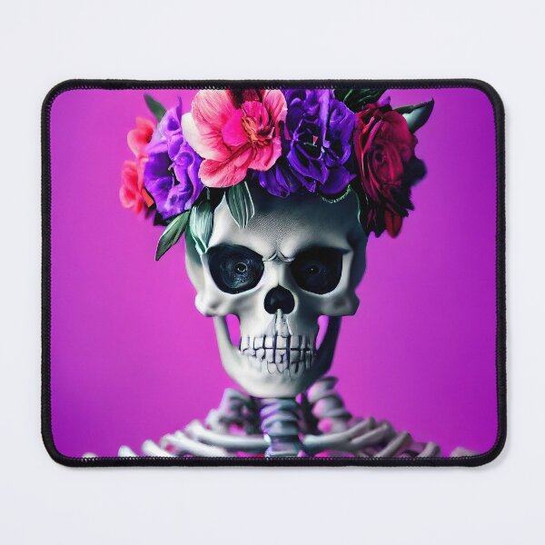 Item preview, Skelethon wearing a floral crown designed and sold by Tuko Designs.