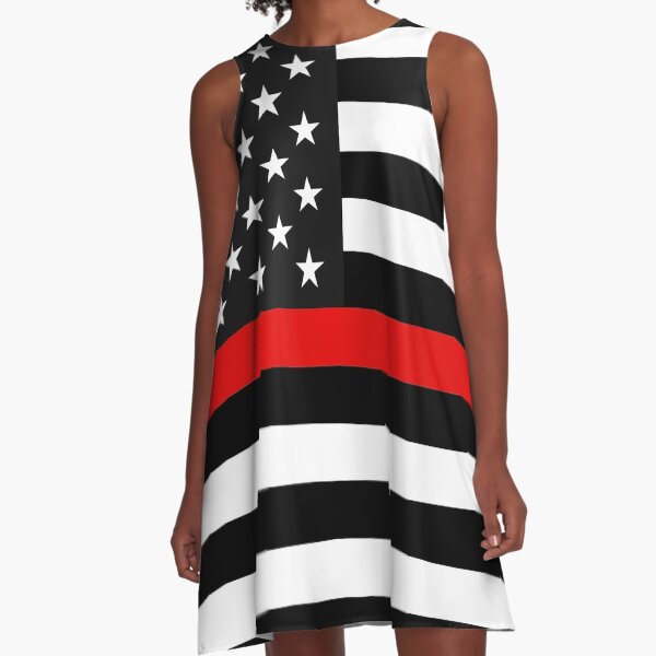 Thin Red Line American Flag A-Line Dress