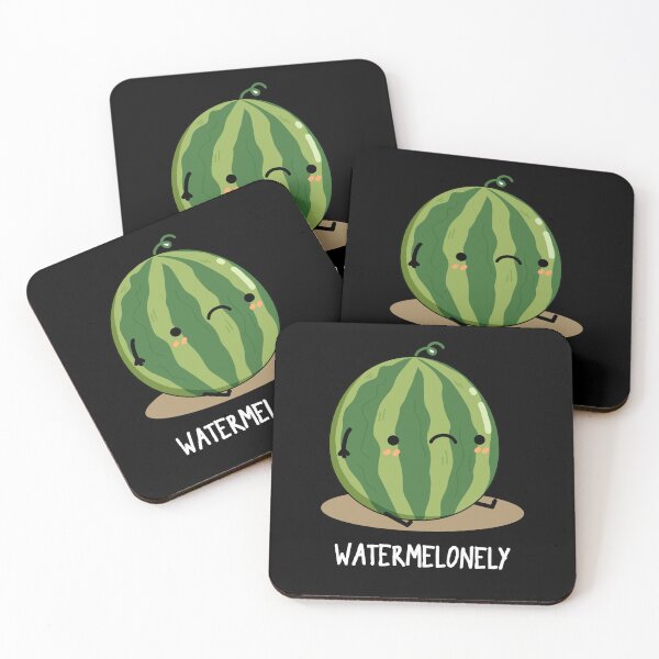 Item preview, Waterme-lonely Watermelon Funny Fruit Puns (Dark BG) designed and sold by punnybone.
