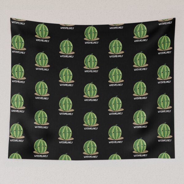 Item preview, Waterme-lonely Watermelon Funny Fruit Puns (Dark BG) designed and sold by punnybone.