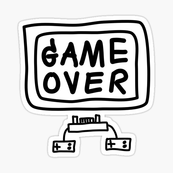 the-word-game-over-on-the-screen-sticker-for-sale-by-numdee-redbubble