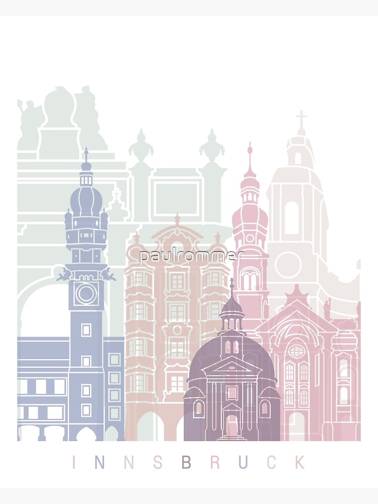 "INNSBRUCK SKYLINE POSTER PASTEL" Art Print for Sale by paulrommer