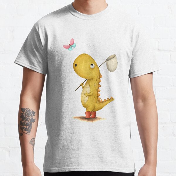 Chasing Butterflies- Dinosaur Illustration Classic T-Shirt