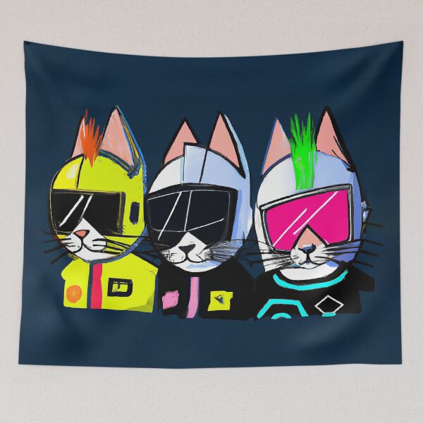 Aperçu de l'œuvre Trois chatons à un concert de Daft Punk créée et vendue par Arc1.