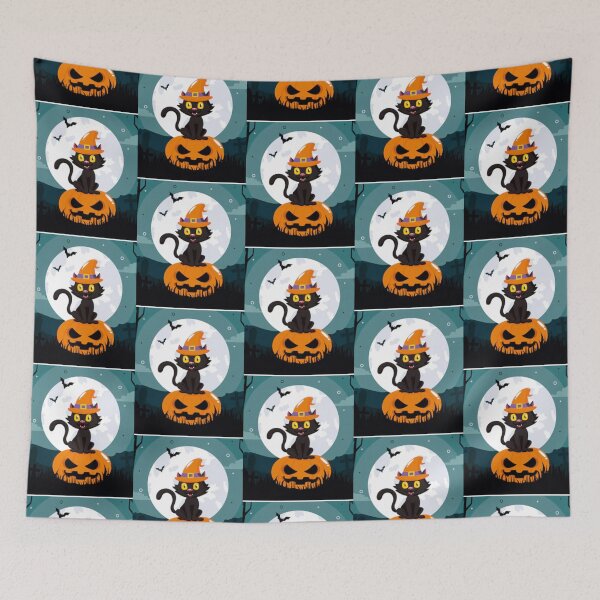 Item preview,  Halloween scary pumpkins, cat and the moon at night designed and sold by BEAUTY ⭐⭐⭐⭐⭐.