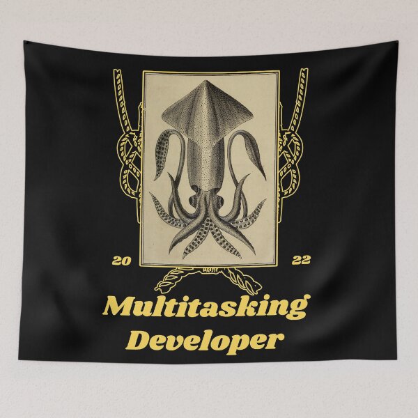 Item preview, 'Multitasking Developer' Old Book Calamari Graphic - Funny Quotes Designs for T-shirts, stickers and other accessories designed and sold by Ridiculam Toga.