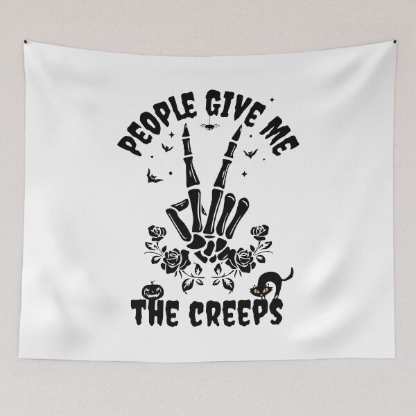 Item preview, Halloween People Give Me The Creeps Horror Black Cat Gift designed and sold by SpookySeasonTee.