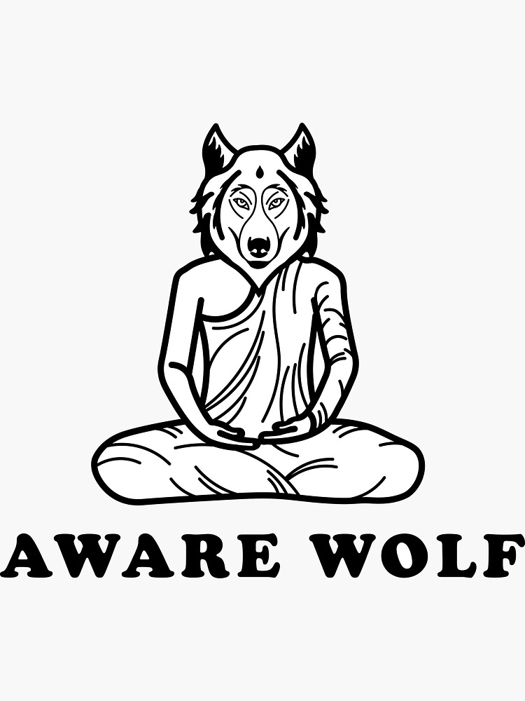 Self Aware Wolf Sticker For Sale By Josefmichnapod Redbubble