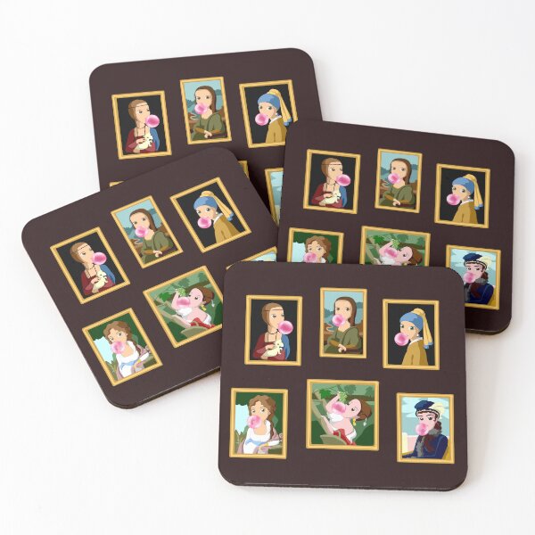 Item preview, Famous Woman Painting with Bubble Gum - Lady with an Ermine, Mona Lisa, Girl with a Pearl Earring, Portrait of Maria Lopukhina, Italian Midday, Portrait of an Unknown Woman designed and sold by chillaxcats.
