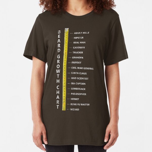 Mens Beard Length Growth Chart Ruler T-Shirt Slim Fit T-Shirt