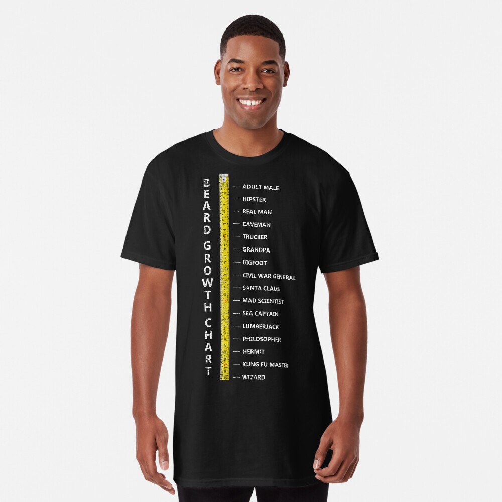 mens beard length growth chart ruler t shirt t shirt by