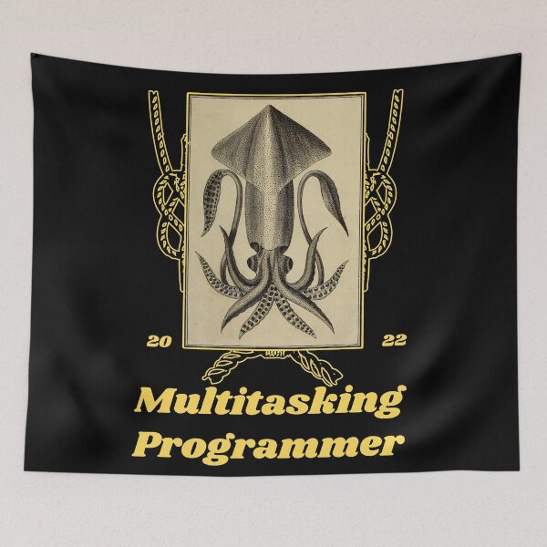 Item preview, 'Multitasking Programmer' Old Book Calamari Graphic - Funny Quotes Designs for T-shirts, stickers and other accessories designed and sold by Ridiculam Toga.
