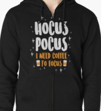 Sudadera con capucha y cremallera Hocus Pocus que necesito café para enfocar