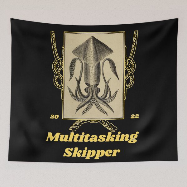 Item preview, 'Multitasking Skipper' Old Book Calamari Graphic - Funny Quotes Designs for T-shirts, stickers and other accessories designed and sold by Ridiculam Toga.