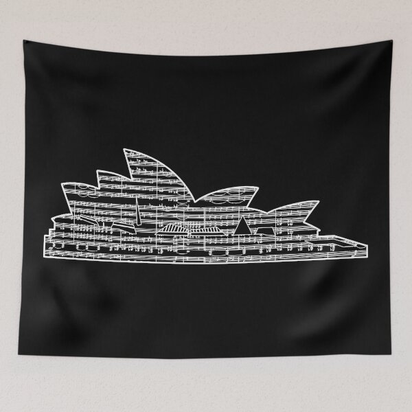 Item preview, Sydney Opera House Outline with Musical Notes designed and sold by Happy Puppy Print On Demand.