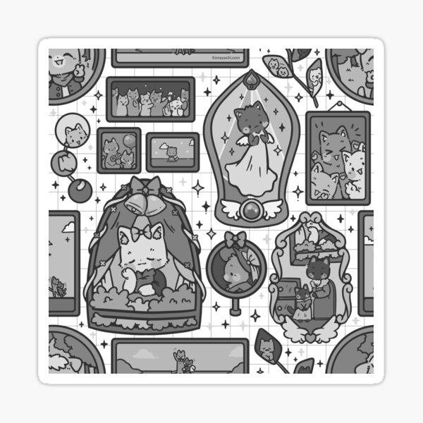 Cats in Frames (Monochrome Grey) Sticker