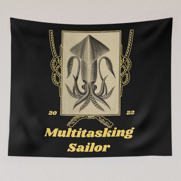 Item preview, 'Multitasking Sailor' Old Book Calamari Graphic - Funny Quotes Designs for T-shirts, stickers and other accessories designed and sold by Ridiculam Toga.