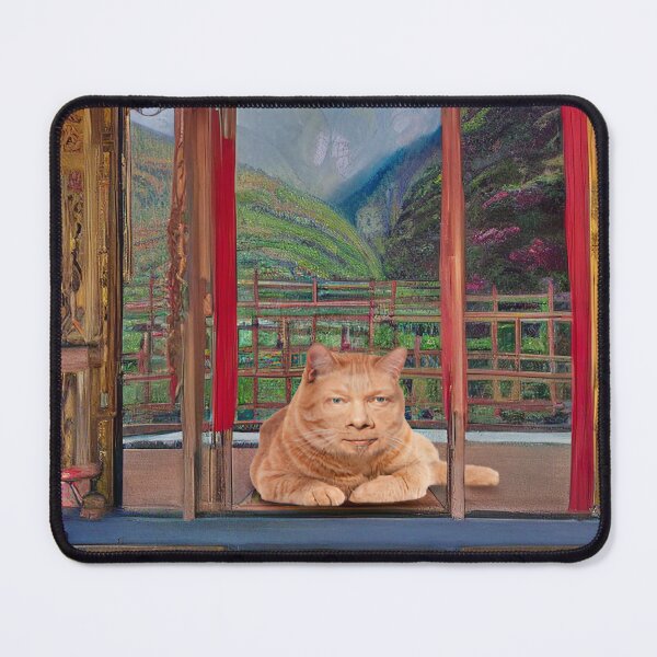 Item preview, Eckhart Tolle Zen Master Cat On a Temple Terrace Overlooking Mountains designed and sold by SubtleSplit.