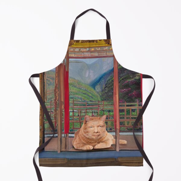 Item preview, Eckhart Tolle Zen Master Cat On a Temple Terrace Overlooking Mountains designed and sold by SubtleSplit.