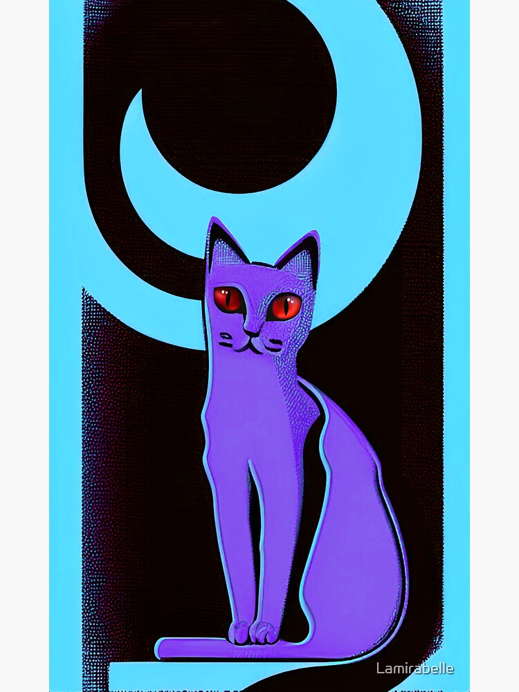 Mysterious cat of the night in lilac and turquoise Sticker for