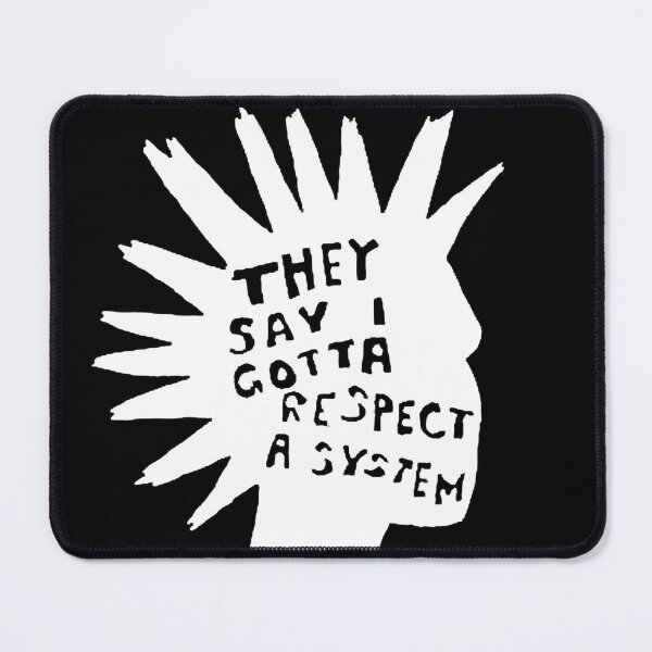 Item preview, NO RESPECT FOR THE SYSTEM! Cool and Outrageous Wrecked Punk Mohawk White Silhouette designed and sold by DRK7DSGN.