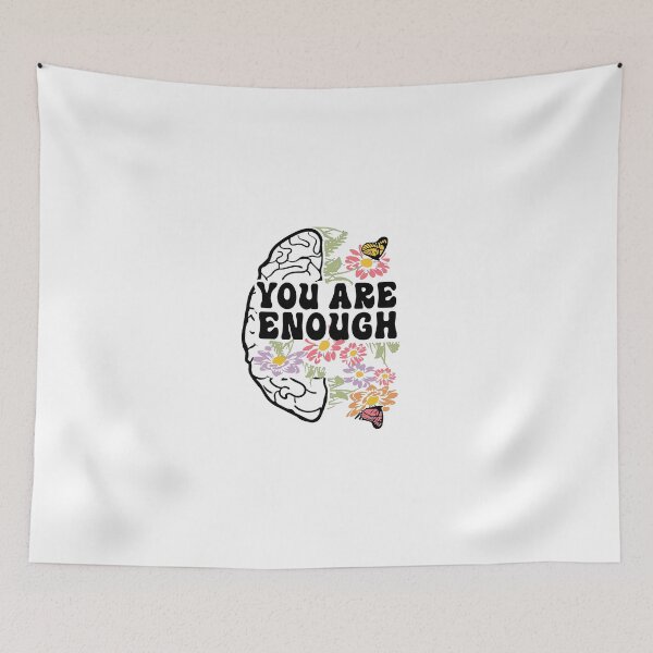 Item preview, VINTAGE AND AWESOME  FLORAL QUOTE " YOU ARE ENOUGH " MENTAL HEALTH AWARENESS ESSENTIAL TSHIRT designed and sold by GhostAmine.