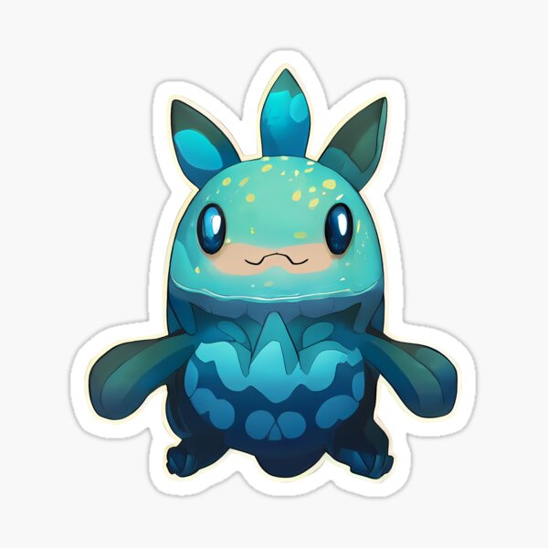 Cute Smiling Blue Water Creature Sticker