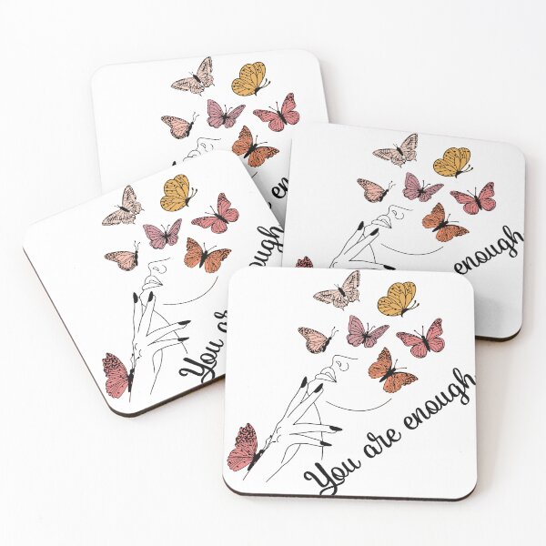 Item preview, MODERN AND ELEGENT  WITH BUTTERFLIES QUOTE " YOU ARE ENOUGH " MENTAL HEALTH AWARENESS ESSENTIAL TSHIRT designed and sold by GhostAmine.